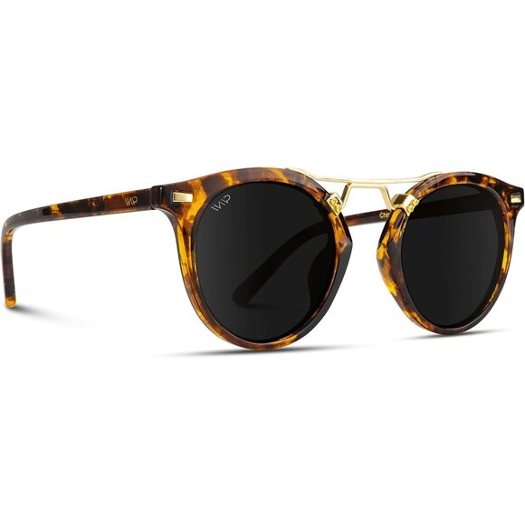 Women\'s Sunglasses (Tortoise/Black Lens) Polarized Round Retro Double-Bridge main image 7